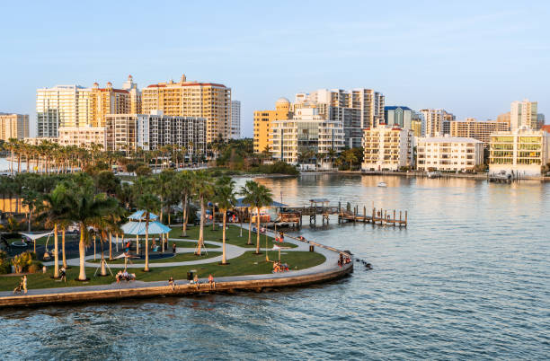 A sunset on buildings in Sarasota, Florida