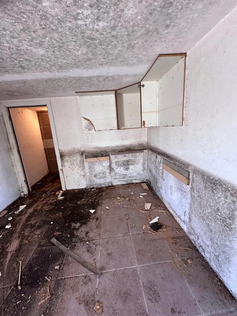 Dirty room damaged from water