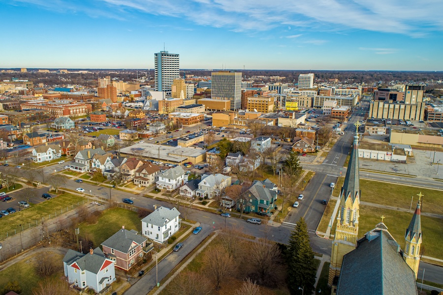 Aerial View of Downtown South Bend