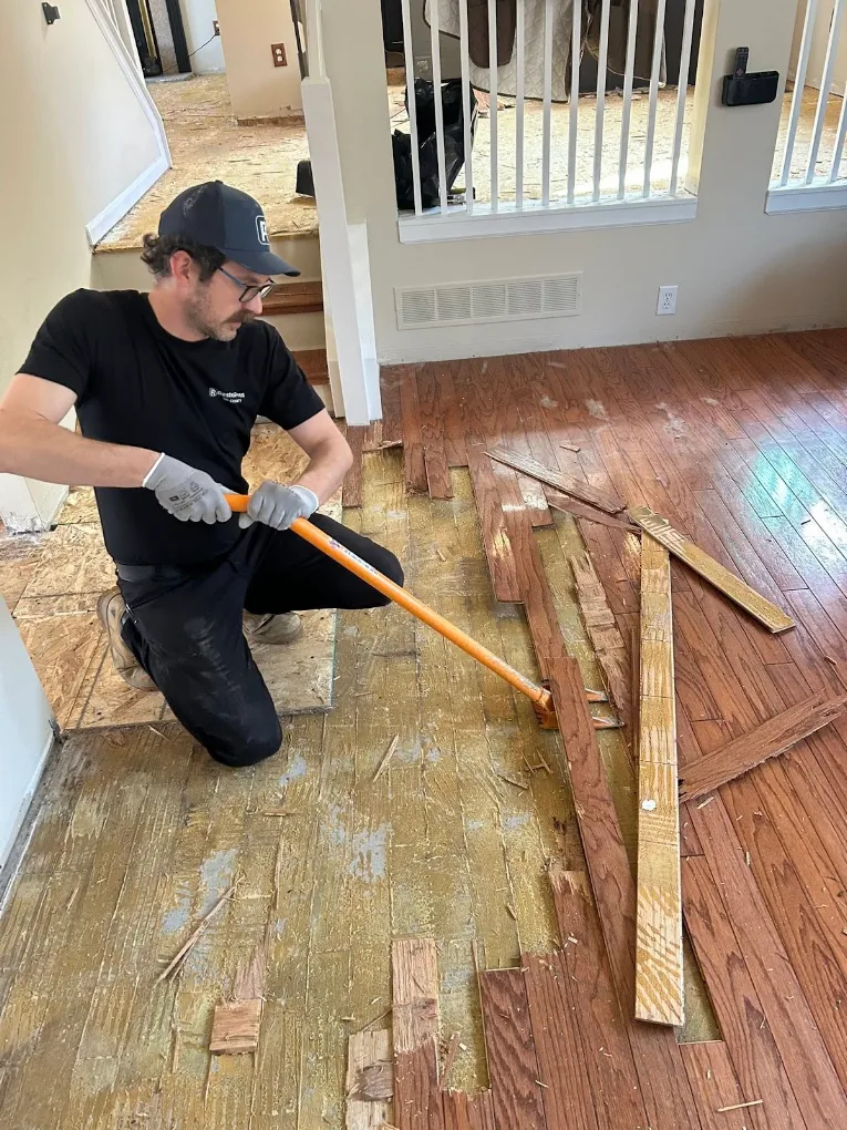 pulling up rotten wood