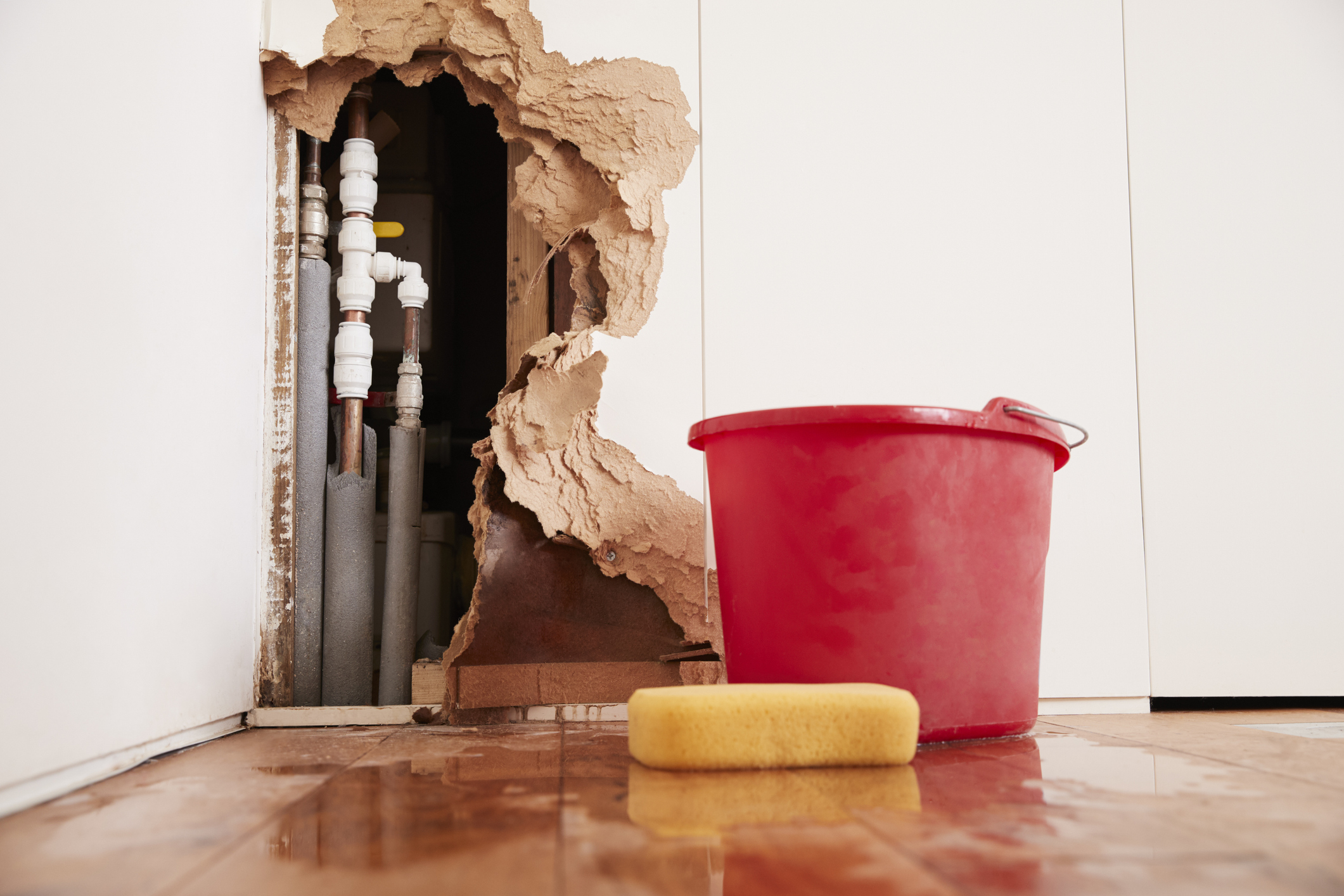 water damage on pipes