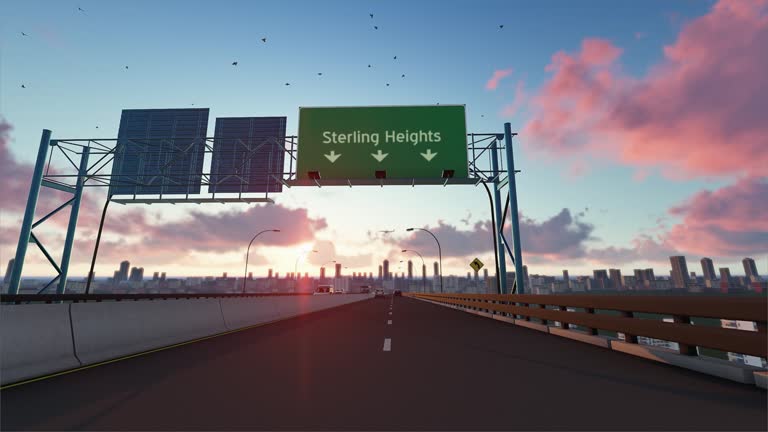 Highway sign shows Sterling Heights