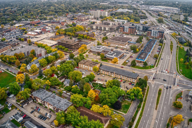 Aerial View of the Twin Cities Suburb of Hopkins, Minnesota