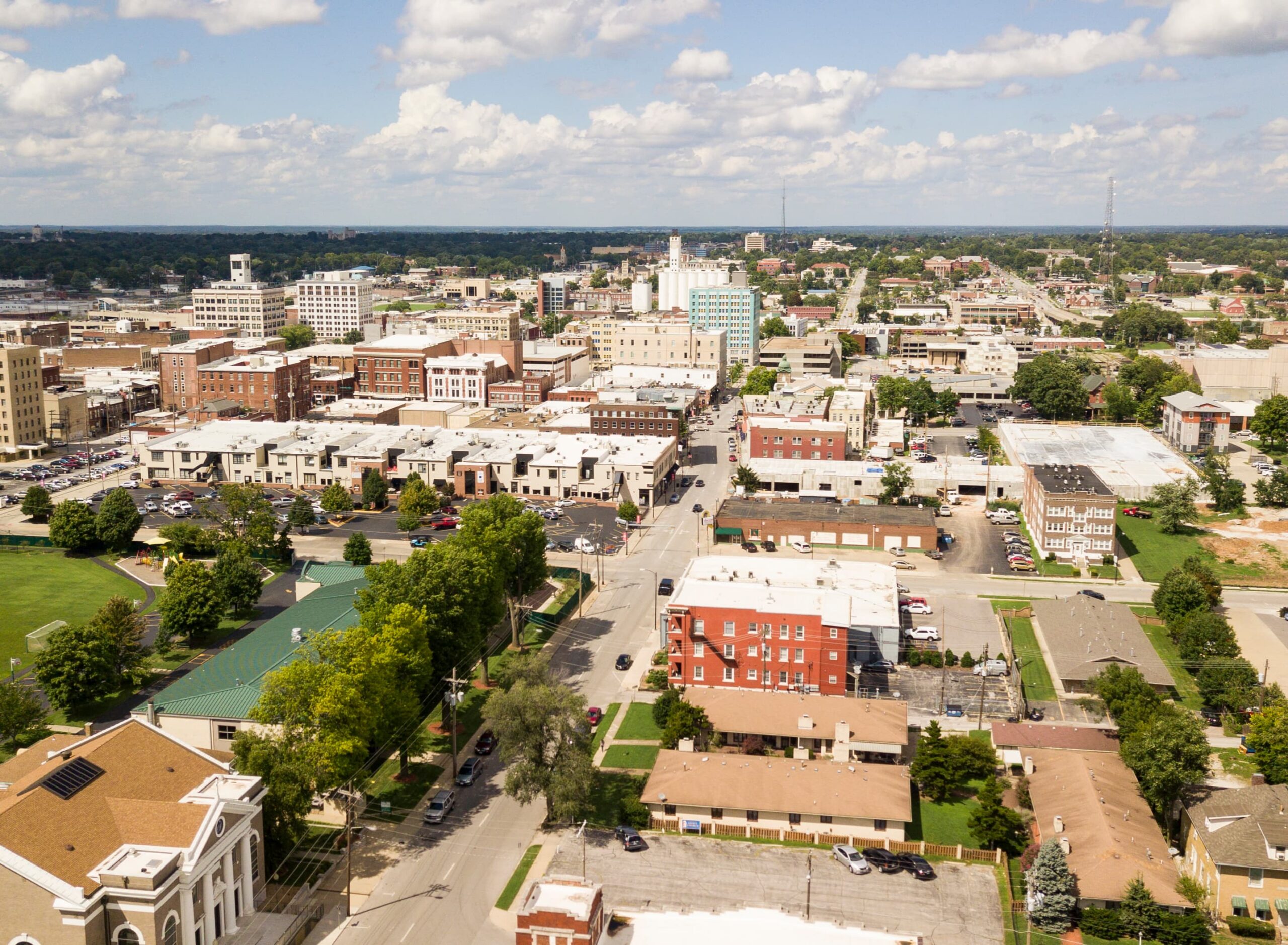 Aerial View Quaint Charming and Humble Over Springfield Missouri stock photo
