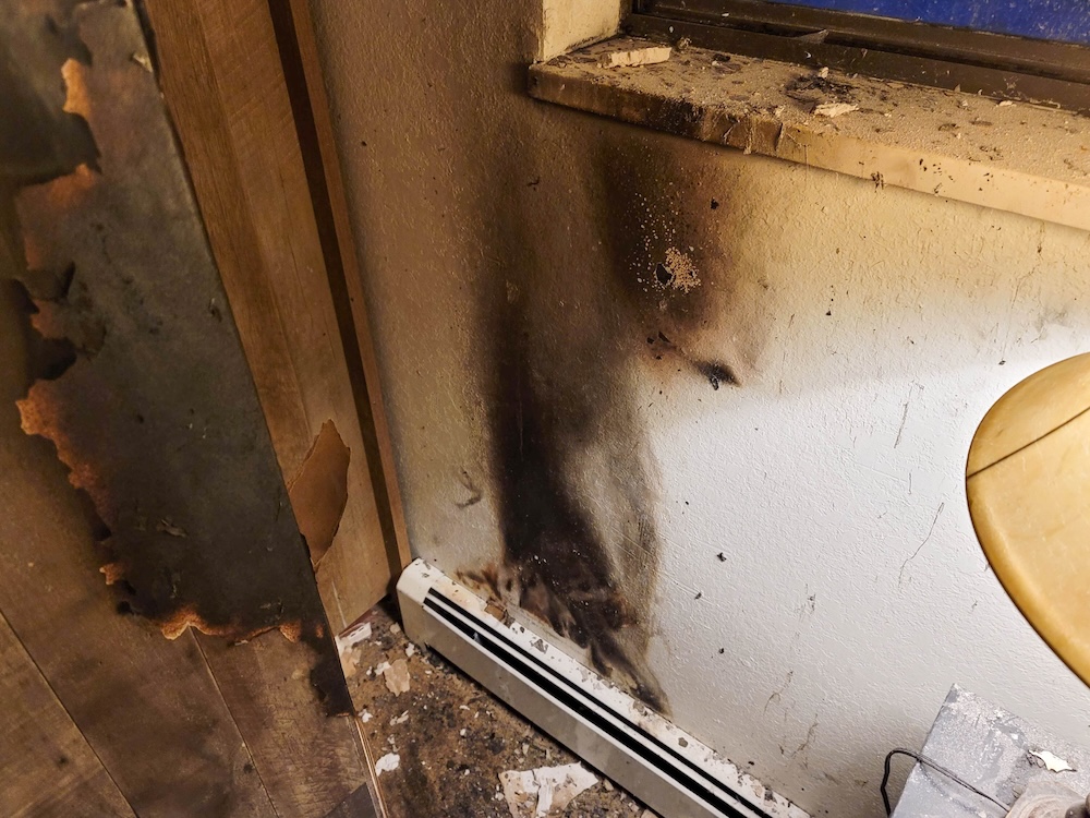 smoke damage on wall