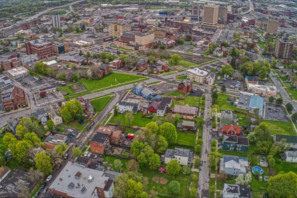 Aerial shot of Utica