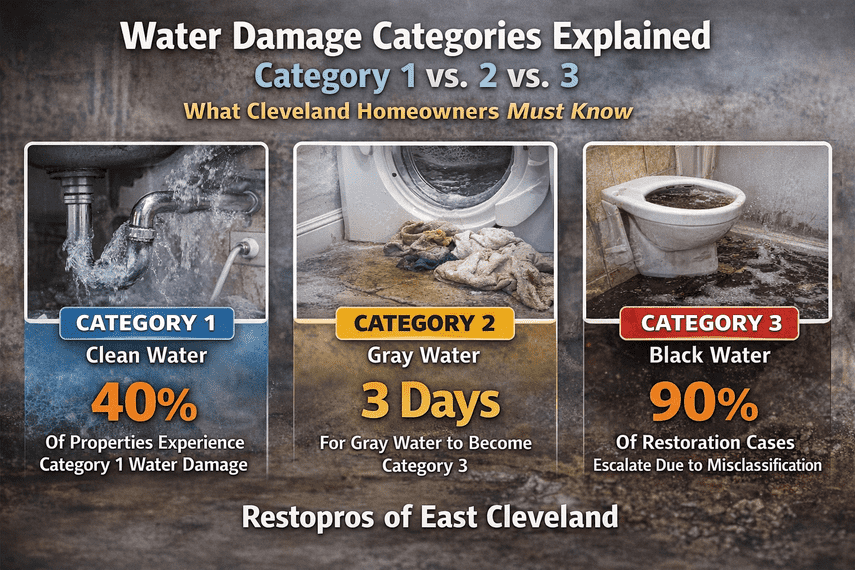 graphic detailing each category of water damage