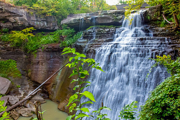 Brandywine Falls in Cuyahoga Valley National Park in central Ohio near Cleveland in the late summer of 2009