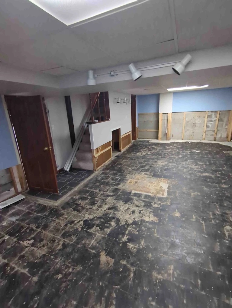 Moldy water damaged floor