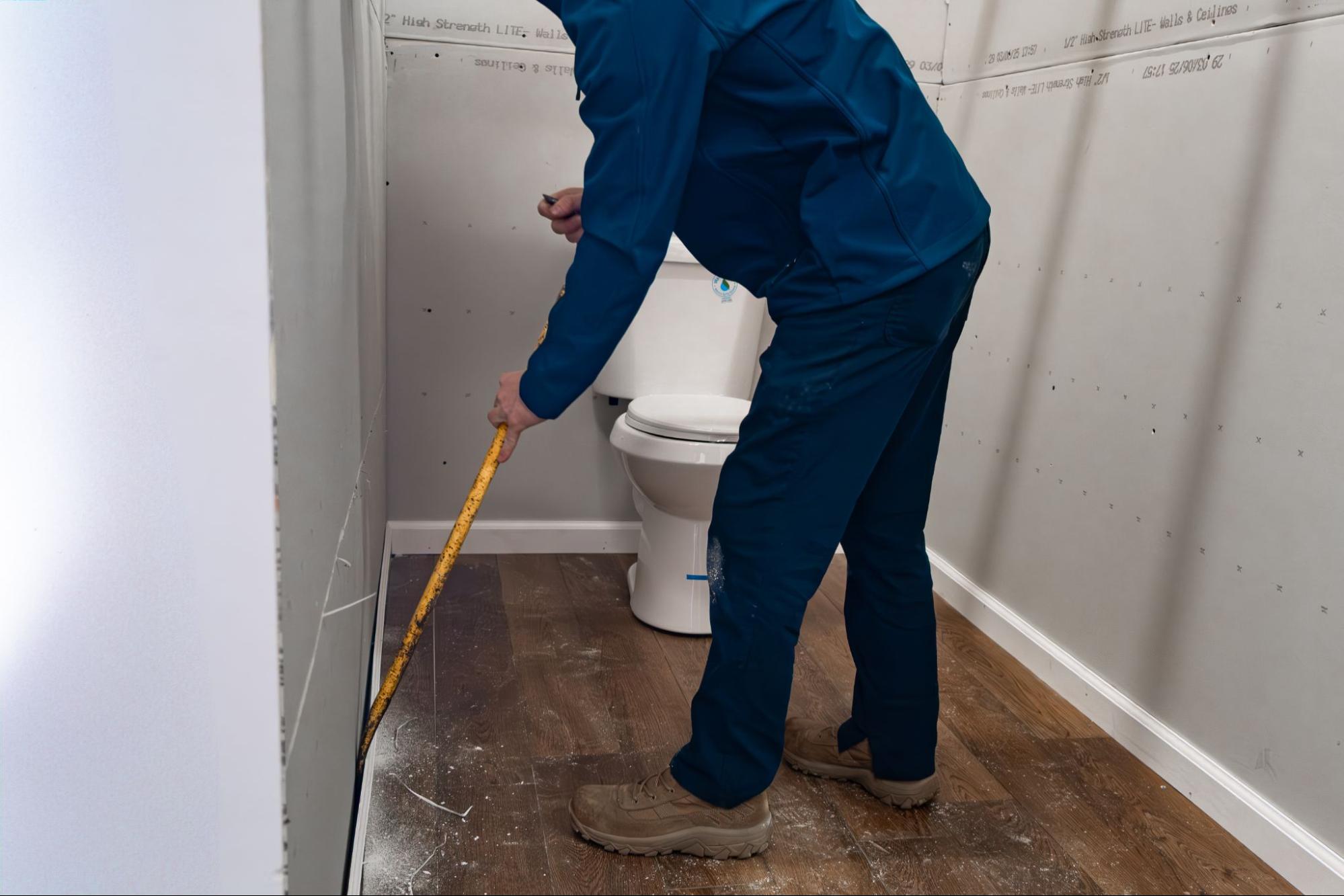 Restopros team member works to restore water damage in southern new england.