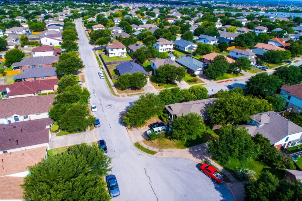 Aerial view of Pflugerville neighborhood