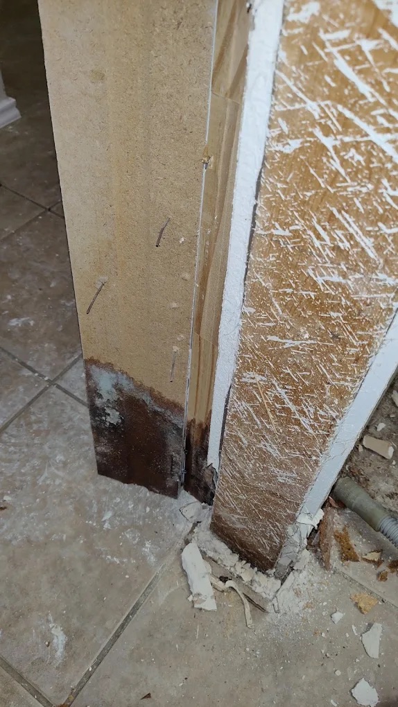 water damaged wall