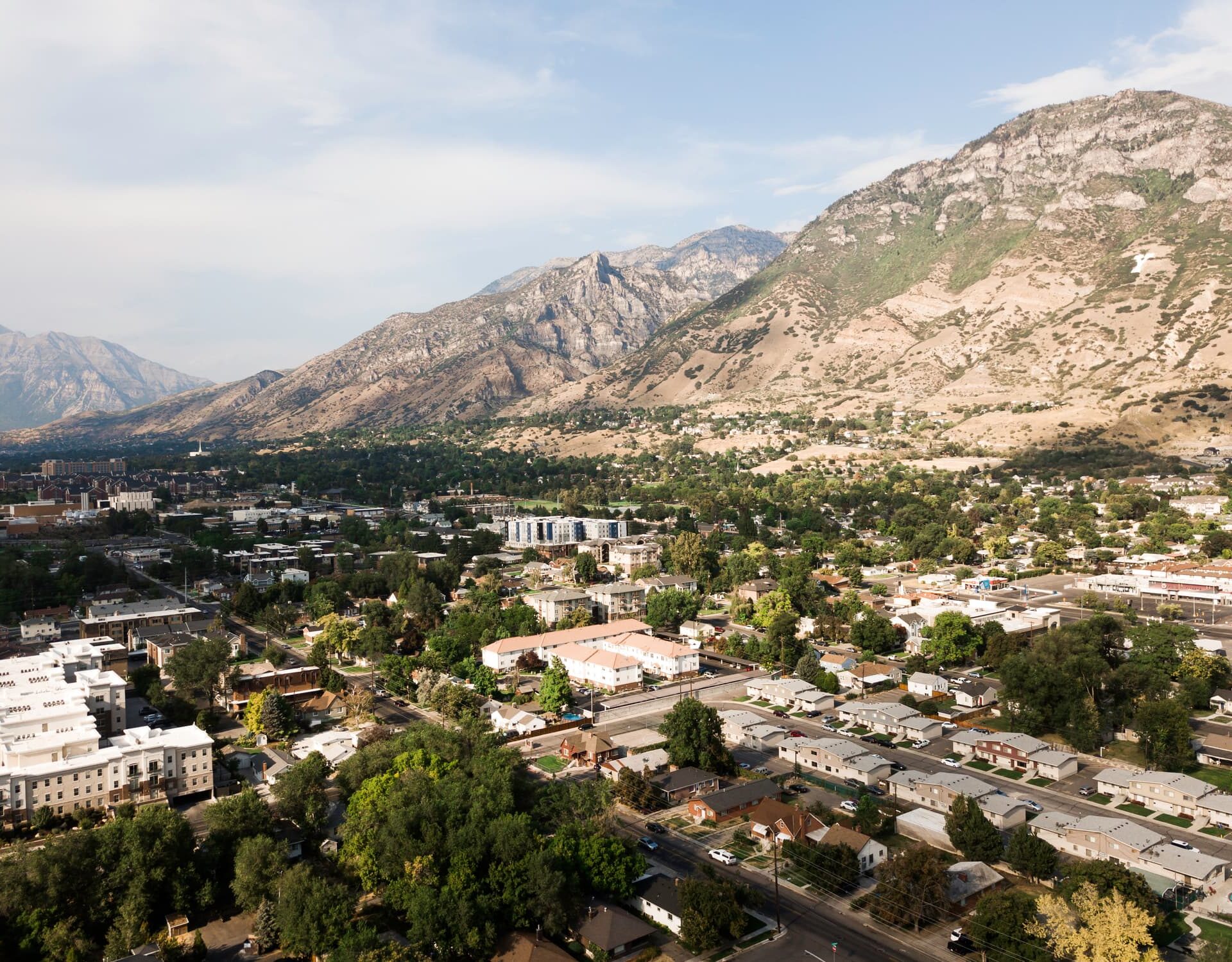 Aerial view of Provo City, Utah stock photo