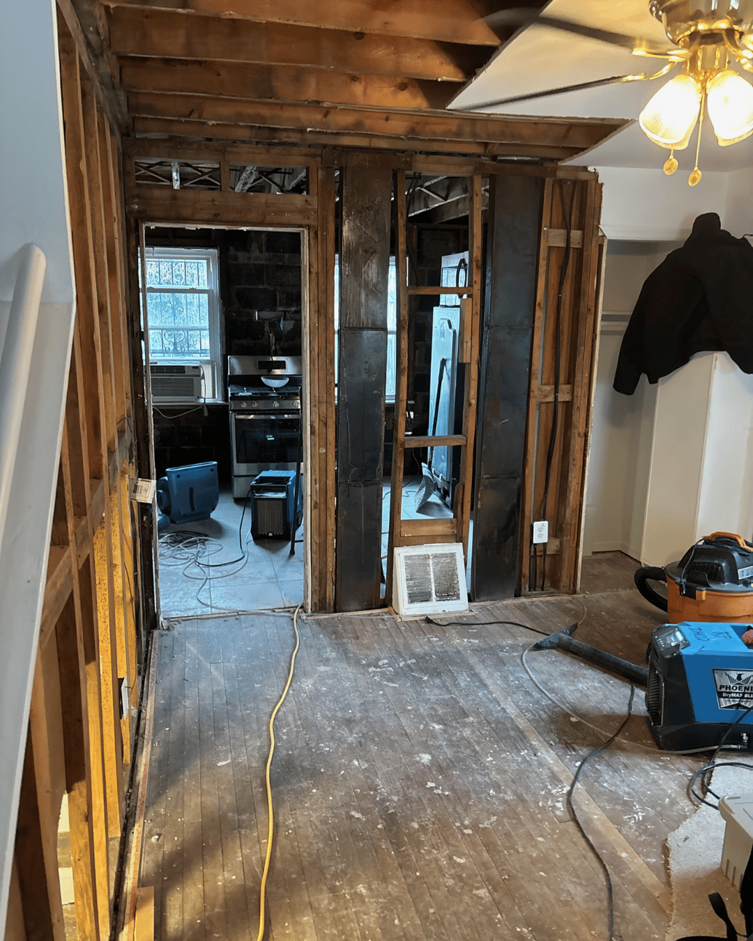 living room water damage restoration