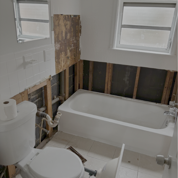 bathtub with water damage