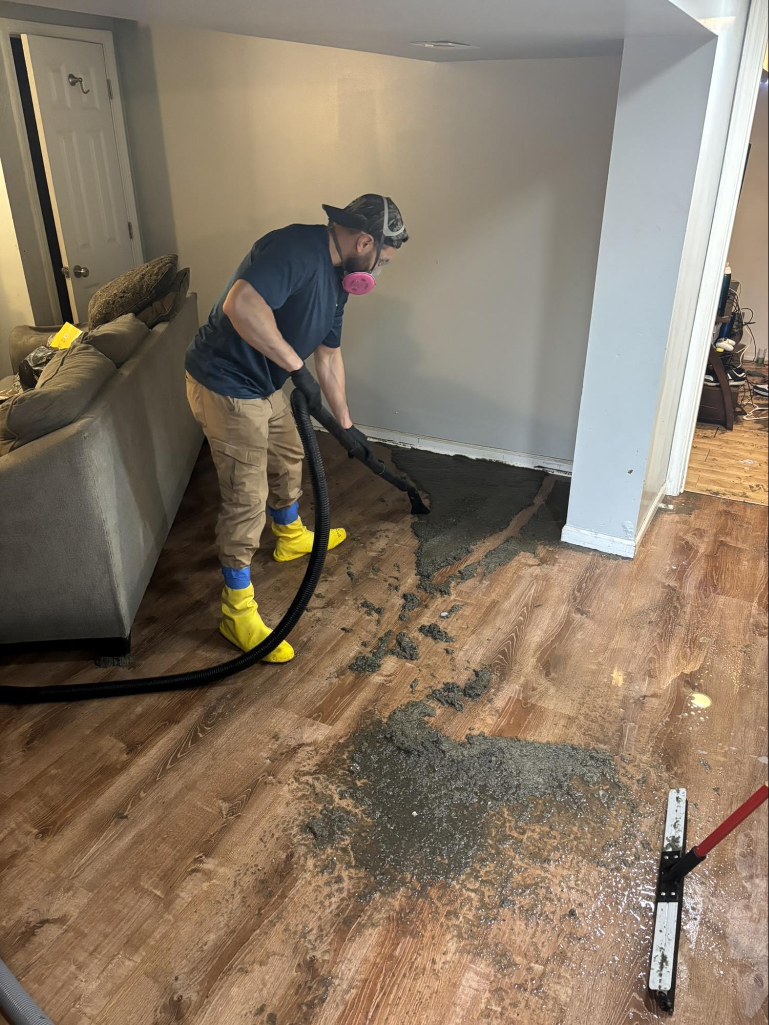 team member working on water damage