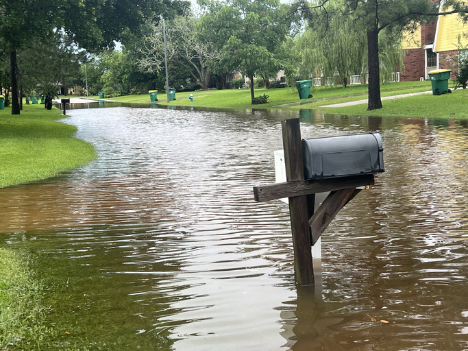 High water from rain on the Texas Gulf Coast, USA