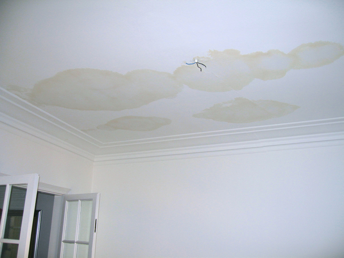 Ceiling leak and electric cables.