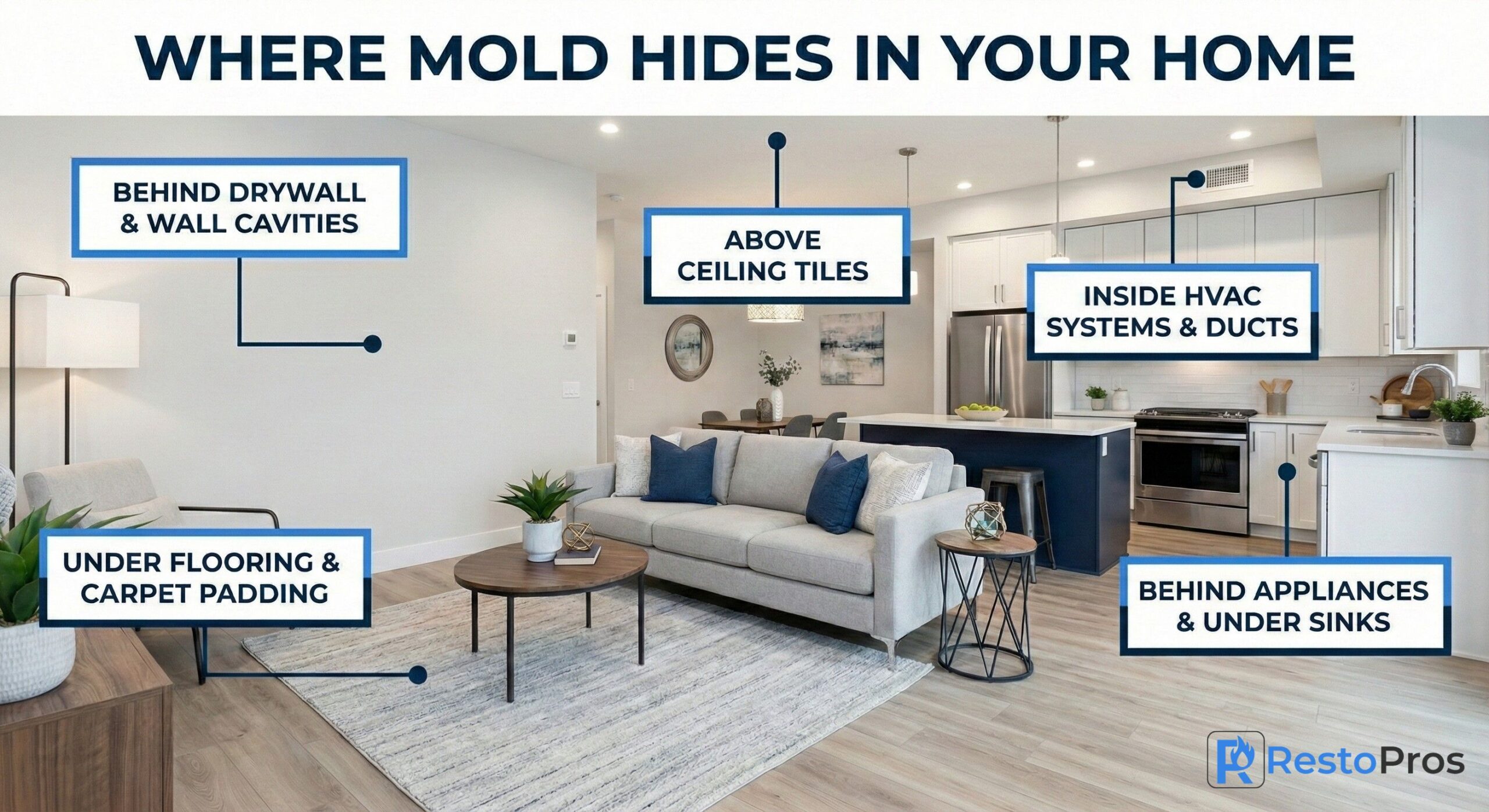 Where mold hides in your home infographic