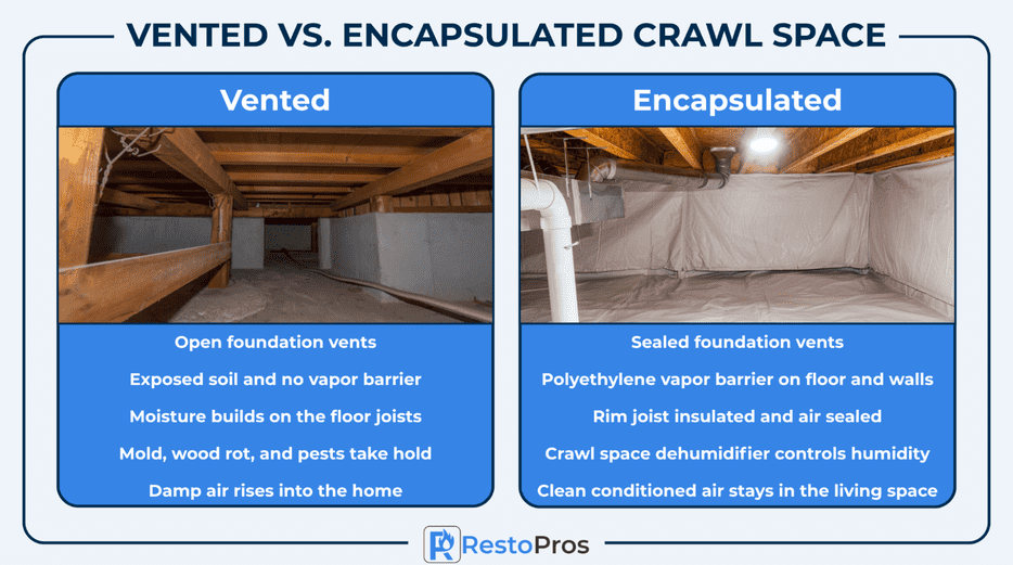 Infographic: Vented vs. Encapsulated Crawl Space