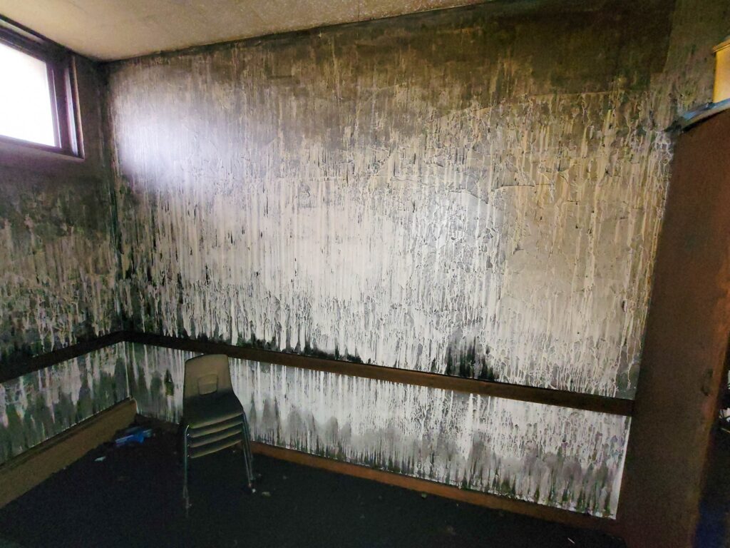 smoke damage on a wall