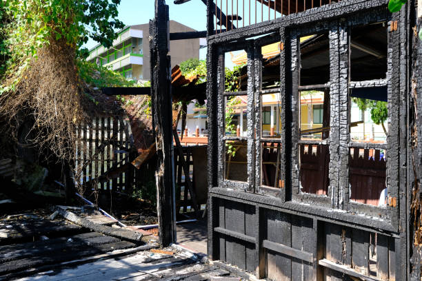 Debris and Ruins of a Burned House.