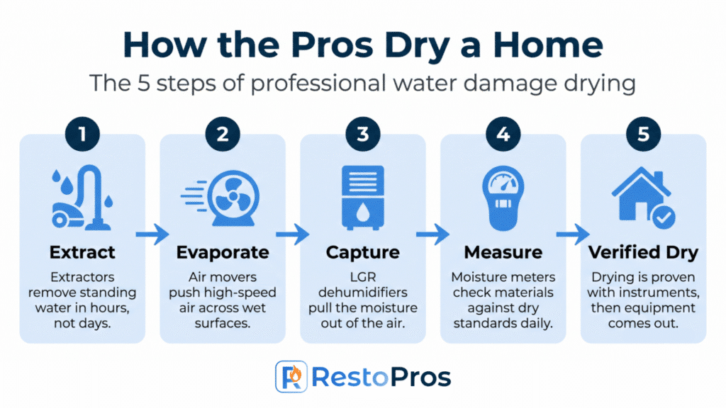how the pros dry a home infographic