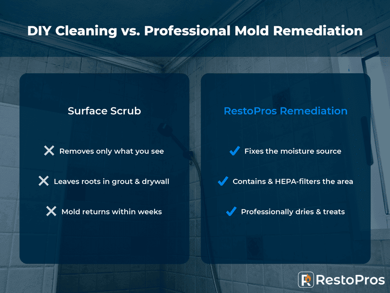 DIY Cleaning vs. Professional Mold Remediation infographic