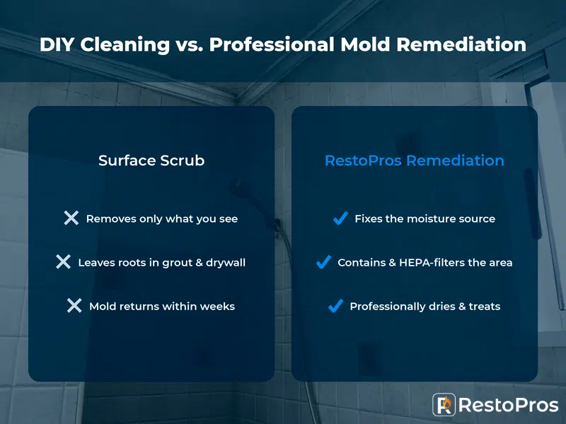 DIY Cleaning vs. Professional Mold Remediation infographic