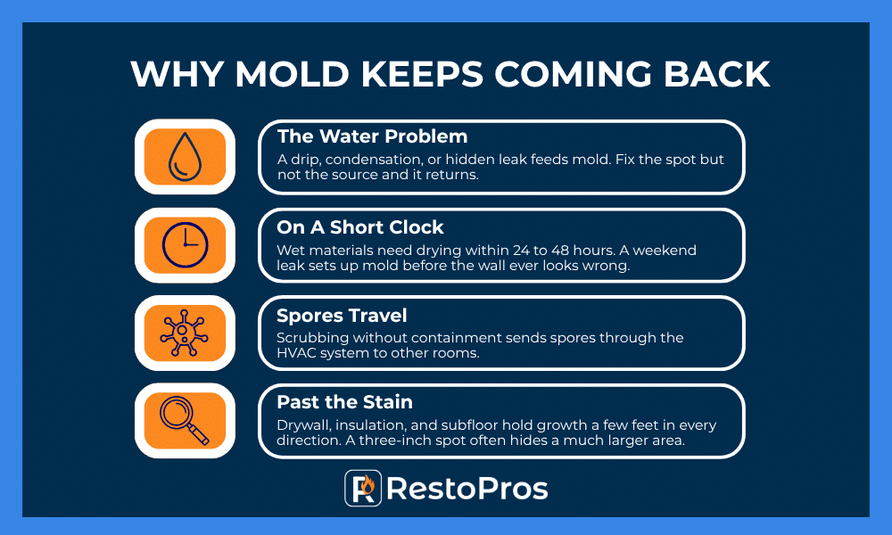 infographic detailing why mold keeps coming back